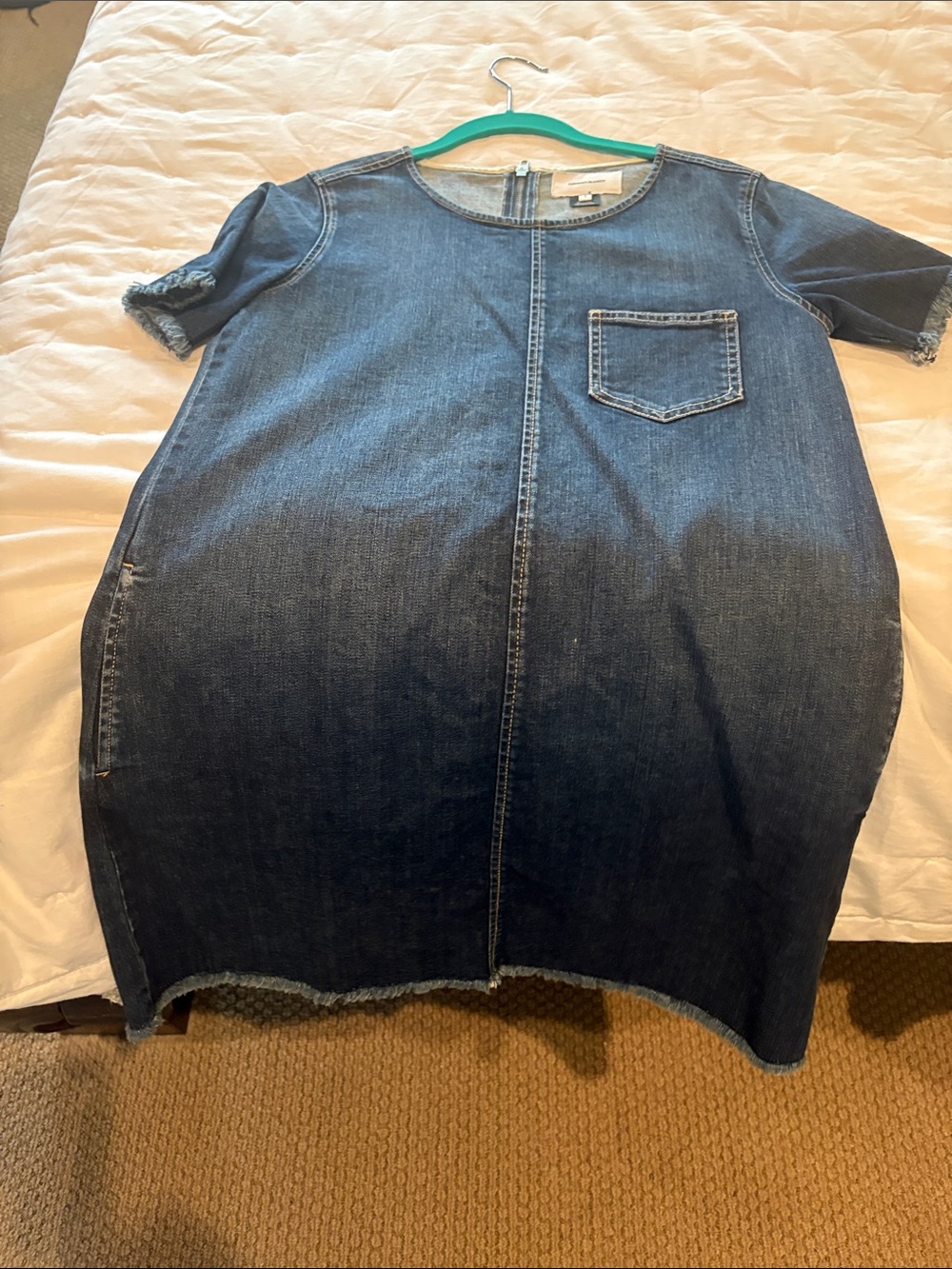 Current/Elliott Dark Blue Denim Short Sleeve Dress Women Medium